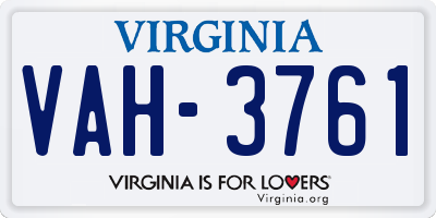 VA license plate VAH3761