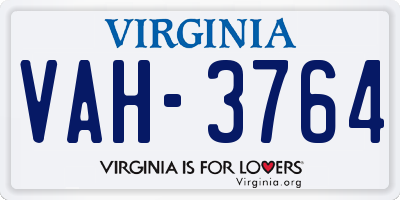VA license plate VAH3764