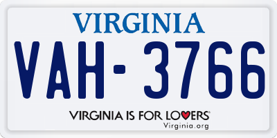 VA license plate VAH3766