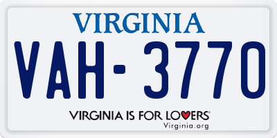 VA license plate VAH3770