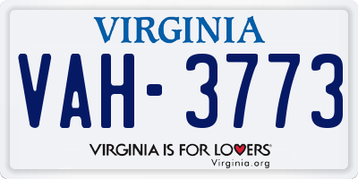 VA license plate VAH3773