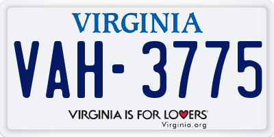 VA license plate VAH3775
