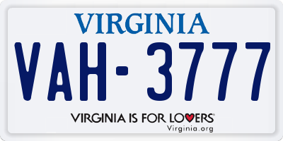 VA license plate VAH3777