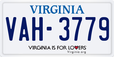 VA license plate VAH3779