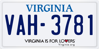 VA license plate VAH3781