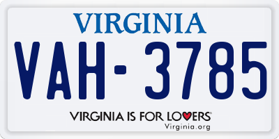 VA license plate VAH3785