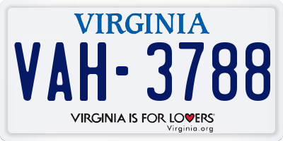 VA license plate VAH3788