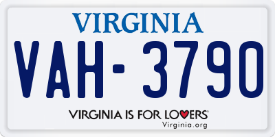 VA license plate VAH3790