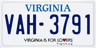 VA license plate VAH3791