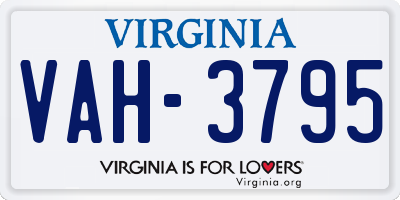 VA license plate VAH3795