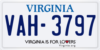 VA license plate VAH3797