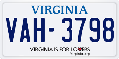 VA license plate VAH3798