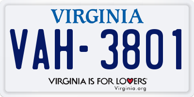 VA license plate VAH3801
