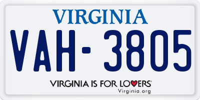 VA license plate VAH3805