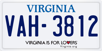 VA license plate VAH3812