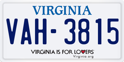 VA license plate VAH3815