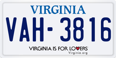 VA license plate VAH3816