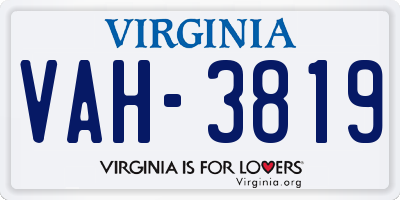 VA license plate VAH3819