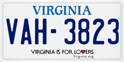 VA license plate VAH3823