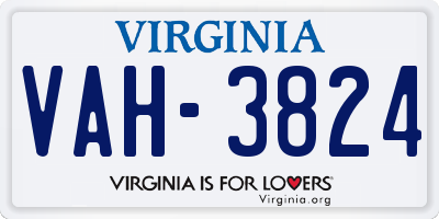 VA license plate VAH3824