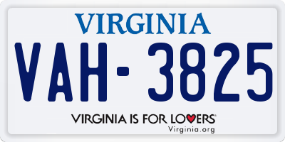 VA license plate VAH3825
