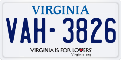 VA license plate VAH3826