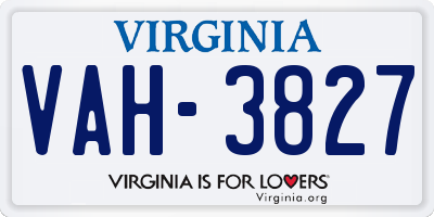 VA license plate VAH3827