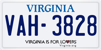 VA license plate VAH3828