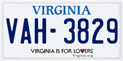 VA license plate VAH3829