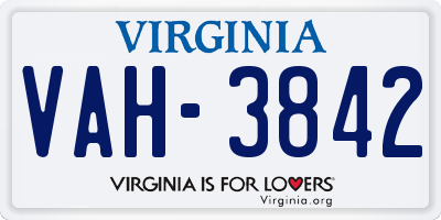 VA license plate VAH3842