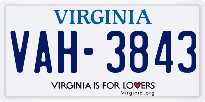 VA license plate VAH3843