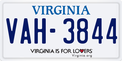 VA license plate VAH3844