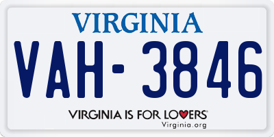 VA license plate VAH3846