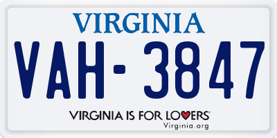 VA license plate VAH3847