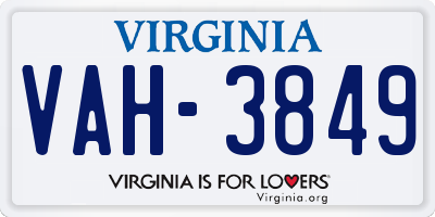 VA license plate VAH3849