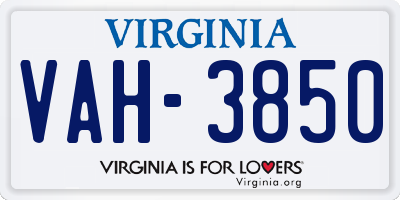 VA license plate VAH3850