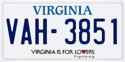 VA license plate VAH3851