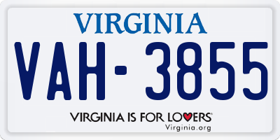 VA license plate VAH3855