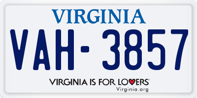 VA license plate VAH3857