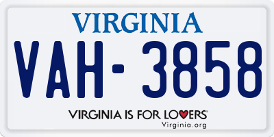 VA license plate VAH3858