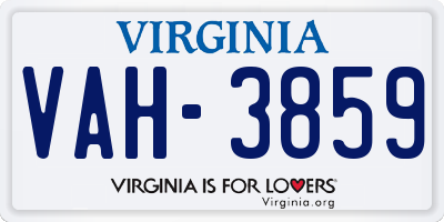 VA license plate VAH3859
