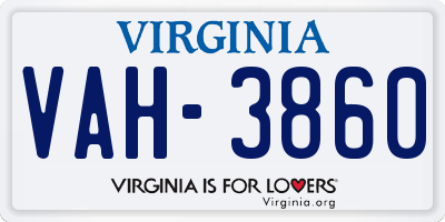 VA license plate VAH3860