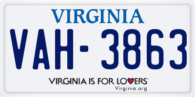 VA license plate VAH3863