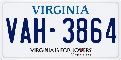 VA license plate VAH3864