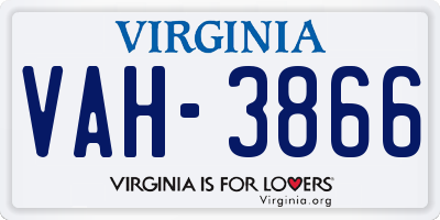 VA license plate VAH3866