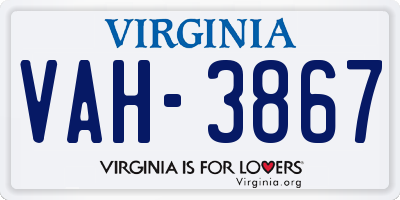 VA license plate VAH3867