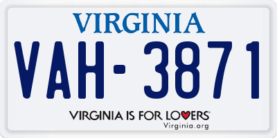 VA license plate VAH3871