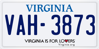 VA license plate VAH3873