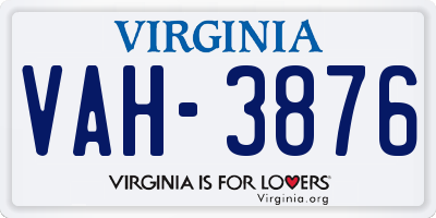 VA license plate VAH3876