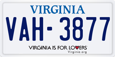 VA license plate VAH3877